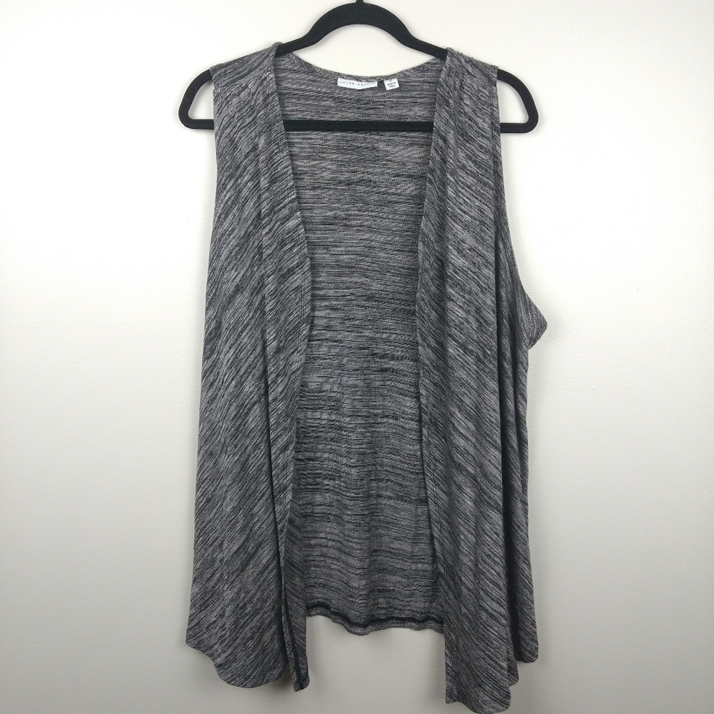Susan Graver Gray Marled Texture Open Draped Vest